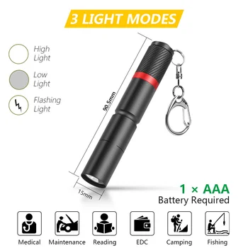 Pocket LED Mini Žibintuvėlis Fakelais XPE Lempos Granulių IP67 atsparus Vandeniui Penlight Naudoti AAA Baterijos, Nešiojamų Kempingas Avarinės Šviesos