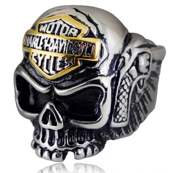 Populiarus madingų retro stiliaus sparnai kaukolės žiedas vyrų gothic punk hip-hop motociklų aksesuarų, dovanų didmeninės
