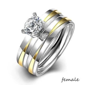 Pora Žiedus - Vyrams Aukso Nerūdijančio Plieno Žiedai Moterų Mados Kristalų Vestuvinį Žiedą Mėgėjams Žada Papuošalai Dovana