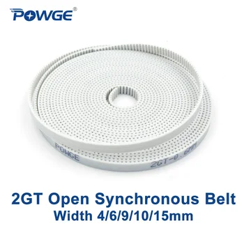 POWGE 2GT Atidaryti sinchroninio diržas 2GT-6 plotis 4/6/9/10/15 mm poliuretano Plieno PU GT2 Laiko juosta Maži tarpeliai 3D spausdintuvas