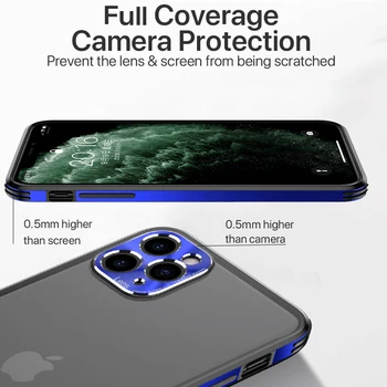 Prabanga Aikštėje Objektyvo apsauga, atsparus smūgiams Atveju ant iPhone 12 mini pro 11 max X XR XS Max Silikonas Skaidrus Matinis galinis Dangtelis