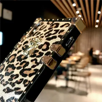 Prabanga Aikštėje Pantera Modelio Padengti iPhone 12 11 Pro X Xs Max Xr 7 8 Plius Mielas Rožinis Paslaptis Minkšto Silikono Leopard Atveju Coque