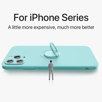 Prabanga Aikštės Krašto Žiedas Turėtojas Atveju iPhone 12 11 Pro Max Mini X XS XR SE 2020 7 8 Plus Švelnus Skystas Silikonas atsparus smūgiams Dangtis