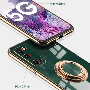 Prabanga Apkalos Soft Case For Samsung Galaxy S20 Plus Ultra Telefonas, Pilnas Apsauginis Silikoninis Plastikinis Dangtis Su Žiedo Laikiklio Stovas S