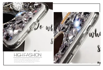 Prabanga Bling Jewelled Diamond Veidrodis Makiažas Pakabukas Atveju iPhone 11 12 Pro Max XS XR X 6, 6S 7 8 Plus SE 2020 Atveju Blizgučiai