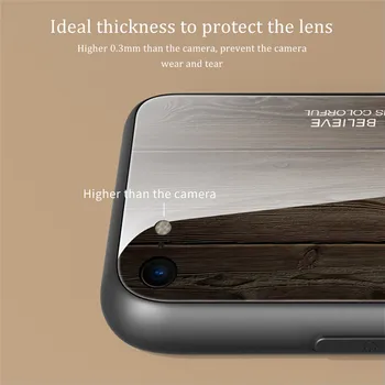 Prabanga Medienos grūdų Grūdintas Stiklas telefono dėklas Skirtas iPhone SE 2020 6 6S 7 8 Plus Stiklo Atveju iPhone, 11 Pro Max X XS XR Atvejais
