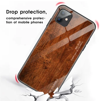 Prabanga Medienos Grūdų, Telefono dėklas Skirtas iPhone XS Max XR X Minkštos TPU Krašto Plonas Stiklo danga Atveju iPhone XR 12 11 Pro Max 12Mini Coque