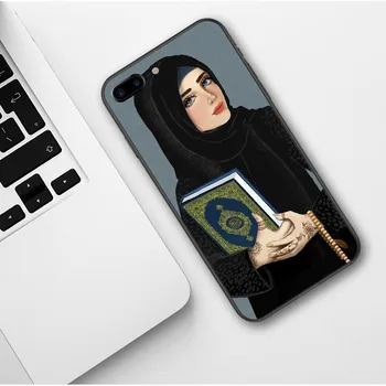 Prabanga Moteris Hijab Veido Musulmonų Islamo Gril Akis Silikono Padengti Telefono dėklas skirtas iPhone 11 12 Pro Max X 5 6S 7 8 Plius XR XS Max