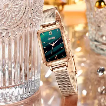Prabanga Moterų Rose Aukso Lydinio Žiūrėti Mados Ldies Kvarcinis Laikrodis Elegantiška Moteriška Apyrankė Nustatyti Kvadratinis Ciferblatas Laikrodis Reloj Mujer