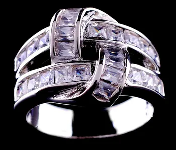Prabanga Moterų Violetinė Balta Cirkonis Akmuo, Mados Žiedas Sidabro Spalvos Vestuvinis Žiedas Žada Meilę, Sužadėtuvių Žiedai Moterims