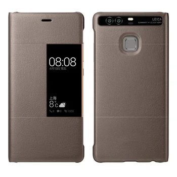 Prabanga Peržiūrėti Langų PU Odos Flip Case For Huawei P9 P9 Plius Padengti Ultra Plonas