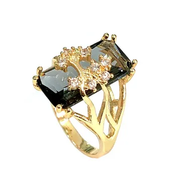 Prabanga Stačiakampio formos Žiedas Crystal Moterų Retro Lady Europos Ir Amerikos Stiliaus Aukso Žiedas Moterų Vestuvių Papuošalai, Aksesuarai