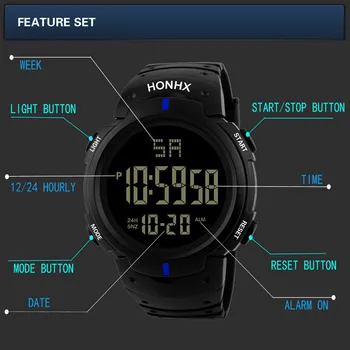 Prabangių Vyrų Žiūrėti Analoginis Skaitmeninis Karinės Stilingas Elektroninių Žiūrėti Sporto Laikrodis Skaitmeninis LED Dienos Vandeniui Riešo Žiūrėti Relogio