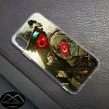 Prabangus Minkštas Silikoninis Telefono dėklas Turkijos Vėliava Karys 
