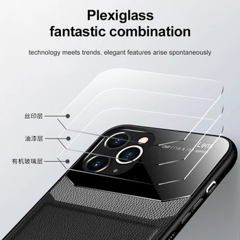 Prabangus Odinis Telefono dėklas Skirtas iPhone 11 Pro SE XS max XR XS X 8 7 6s 6 Plus Ultra-plonas Odos organinio Stiklo Apsaugos Kameros Dangtelį