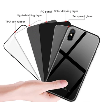 Prabangūs Juodos Raudonos spalvos Grūdintas Stiklas Case For iPhone 6 6s 7 8 Plus XS Max XR X 10 Apsauginį kiautą 