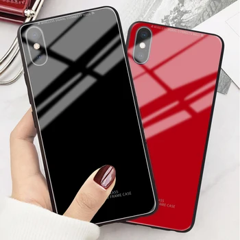 Prabangūs Juodos Raudonos spalvos Grūdintas Stiklas Case For iPhone 6 6s 7 8 Plus XS Max XR X 10 Apsauginį kiautą 