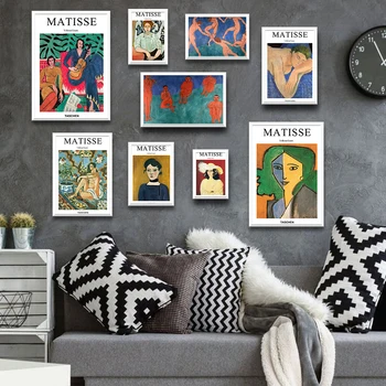 Prancūzijos Henri Matisse Mergina Drobės Tapybos Rinkinys Retro Plakatai Ir Spausdina Abstrakčiai Sienos Menas Nuotraukas Kambarį Namų Dekoro