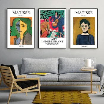 Prancūzijos Henri Matisse Mergina Drobės Tapybos Rinkinys Retro Plakatai Ir Spausdina Abstrakčiai Sienos Menas Nuotraukas Kambarį Namų Dekoro