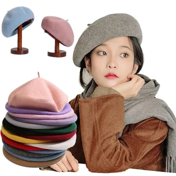 Prancūzų Stiliaus Kietas Atsitiktinis Derliaus Moterų Skrybėlę Beretė Paprasto Bžūp Mergina Vilnos, Šiltos Žiemos Beretės Kepuraitė Skrybėlės Femme Aldult Kepurės