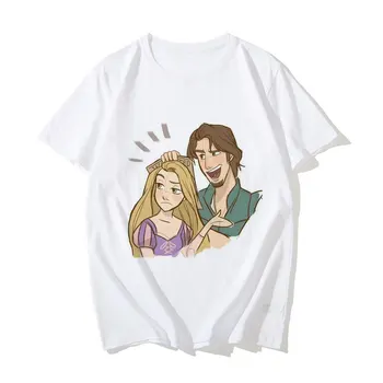 Princas Ir Mermaid Princesė Romantiškos Meilės Mielas Print T-shirt Animacinių filmų Harajuku 