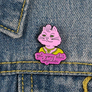 Princesė Karolina Emalio Smeigtukai Animacinių filmų Rožinė Kitty Cat TV Papuošalai Užsakymą Sagės Smeigtukai Draugams Dovanų