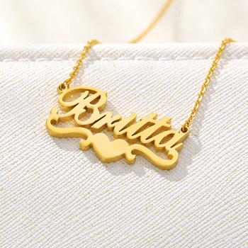Puikus Širdies Pareiškimą Choker Bijoux Infinity Pavadinimas Karoliai Užsakymą Pavadinimas Karoliai Moterų Aukso Užpildytas Nerūdijančio Plieno Papuošalai