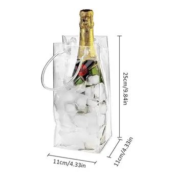 PVC Sandarus Ledo Maišelis EKOLOGINIO Draugiškas Skaidriu Ledo Paketas Nešiojamų Ledo Kibirą Vyno, Šampano Butelis Šaldymo su nešimo Rankena