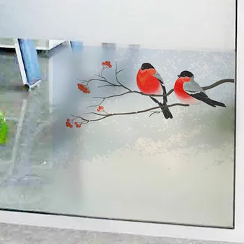 PVC šviesiai skaidrus stiklo lipdukai balkono lango stiklo durys, dekoratyvinės plėvelės paukščių matinio stiklo klijais, vonios kambario sienų lipdukai