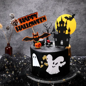 Pyragas Apdaila Juoda Gpgb Pilis Ragana Dvasios Laimingas Helovinas Cake Toppers Papercard Halloween Party Desertas Cupcake Dekoras