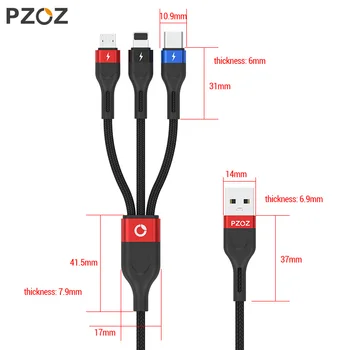PZOZ 3 IN 1, USB Kabelis, Mikro USB C Greito Įkrovimo Adapterio Microusb Tipo C Įkroviklio C Tipo Kabelio 