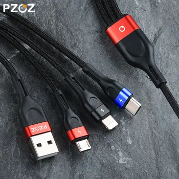PZOZ 3 IN 1, USB Kabelis, Mikro USB C Greito Įkrovimo Adapterio Microusb Tipo C Įkroviklio C Tipo Kabelio 