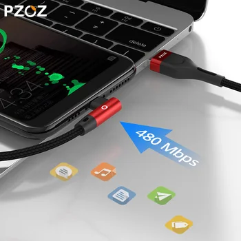 PZOZ USB C 90 Laipsnių USB C Tipo Greito Įkrovimo kabelio Tipas-c duomenų Laidas, Kroviklis, usb-c 