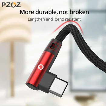 PZOZ USB C 90 Laipsnių USB C Tipo Greito Įkrovimo kabelio Tipas-c duomenų Laidas, Kroviklis, usb-c 