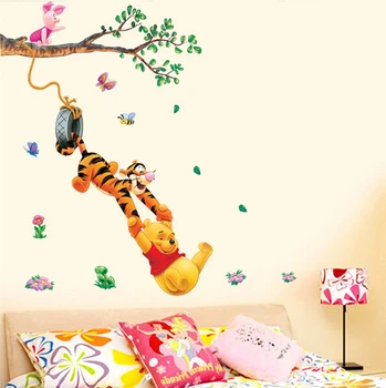 Pūkuotukas medžio, Gyvūnų, Animacinių filmų Vinilo Sienos lipdukai vaikams kambariai Namų dekoro 