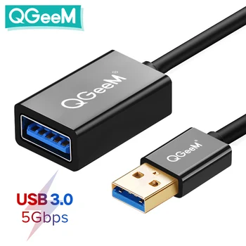 QGeeM USB prailginimo Kabelis Laido Super Greitis USB 3.0 Kabelį, Vyrų ir Moterų 1m 2m 3m Duomenų Sinchronizavimo USB 2.0 Extender Laido Pratęsimo USB