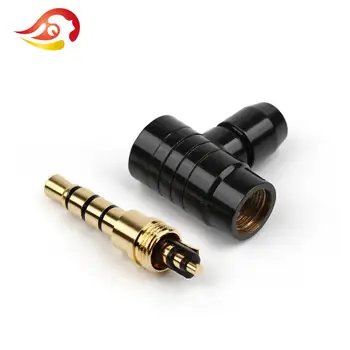 QYFANG 3,5 mm Aukso Padengtą Vario Ausinių Kištukas Audio jungtis 2/3/4 Polių Stereo Metalo Adapteris Ausinių L-Tipo Sulenkti Vielą Jungtis