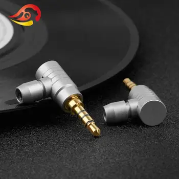 QYFANG 3,5 mm Aukso Padengtą Vario Ausinių Kištukas Audio jungtis 2/3/4 Polių Stereo Metalo Adapteris Ausinių L-Tipo Sulenkti Vielą Jungtis