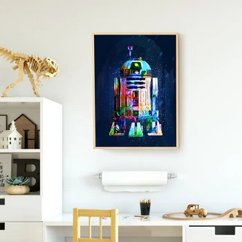 R2-D2 Plakatai ir Spausdina Sci-Fi Sienų Dekoras Vaikų Berniukų Gimtadienio Dovana Robotas BB-8 Meno Tapybos Drobės Nuotraukų Darželio Apdaila