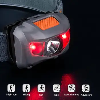 R3 + 2LED 4 Režimai, LED Žibintai Mini priekinis žibintas Nešiojamų Galvos Žibintų Lauko Žibintas Medžioklei Dviračių Raudonos Šviesos AAA baterijos