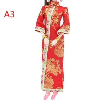 Rankų darbo Lėlės Priedai Unikali Suknelė Drabužius Kinų Tradicinė Suknelė Cheongsam +Vėliavos galvos Headware vakarinę Suknelę