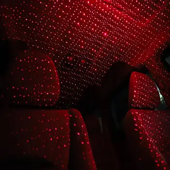 Raudona USB Automobilių Atmosfera Lengvojo Automobilio Salono Apdailos Star Lubų Projekcija Lengvųjų Automobilių Šviesos Bling Bling Automobilių Pakabukas Accessories