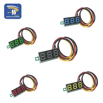 Raudona Žalia Mėlyna Geltona spalva Trys linijos tikslumas DC digital voltmeter galva, LED digital voltmeter DC4.5V-30 V 0.28 Colių Mini Skaitmenų