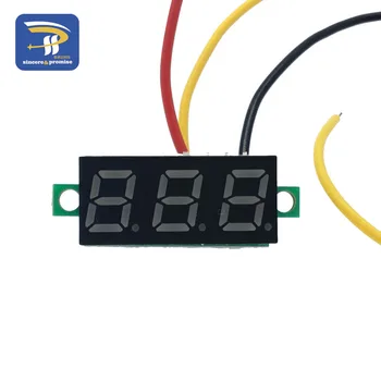 Raudona Žalia Mėlyna Geltona spalva Trys linijos tikslumas DC digital voltmeter galva, LED digital voltmeter DC4.5V-30 V 0.28 Colių Mini Skaitmenų