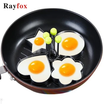 Rayfox 4pcs/set Nerūdijančio Plieno, Kiaušinio Formos Blynas Žiedai Keptas Kiaušinis Pelėsių Shaper Virtuvės maisto ruošimo Įrankiai, Virtuvės Reikmenys prietaisai