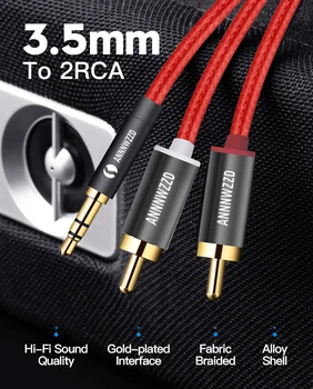 RCA Audio Kabelis 2RCA Male-3.5 mm Lizdas, 2 RCA AUX Kabelis Nailono Tinklelio Splitter Kabelis Edifer Namų Kino sistemos, DVD rca 3.5 mm