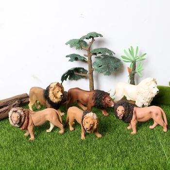 Realus Džiunglių Gyvūnų Liūtų,Gepardų,panther,Dantytų Tigras Modelio Paveikslas Playset Švietimo Kolekcijos Žaislas Statulėlės Vaikams