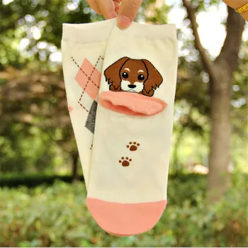 Rekomenduoju !!moterų animacinių filmų kojinės rudens-žiemos mados gyvūnų kojinės ponios ir moterų juokinga medvilnės raštuotas šuo kojinių mergina