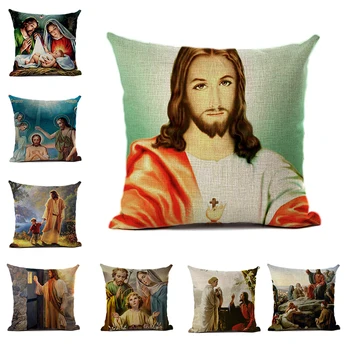 Religinių Pagalvėlė Padengti Jėzus Mergina Tikinčiųjų Modelio Spausdinimo pillocase, Miegamojo Sofa-lova, Pagalvė, dekoracija