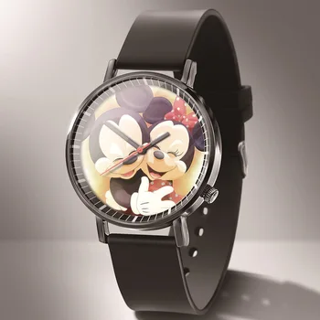 Reloj Mujer Naujas Mados Mickey Moterų Žiūrėti boy girl Anime ir Animacinių filmų Odos Kvarciniai Laikrodžiai Moterims Atsitiktinis Suknelė Žiūrėti kobiet zegarka